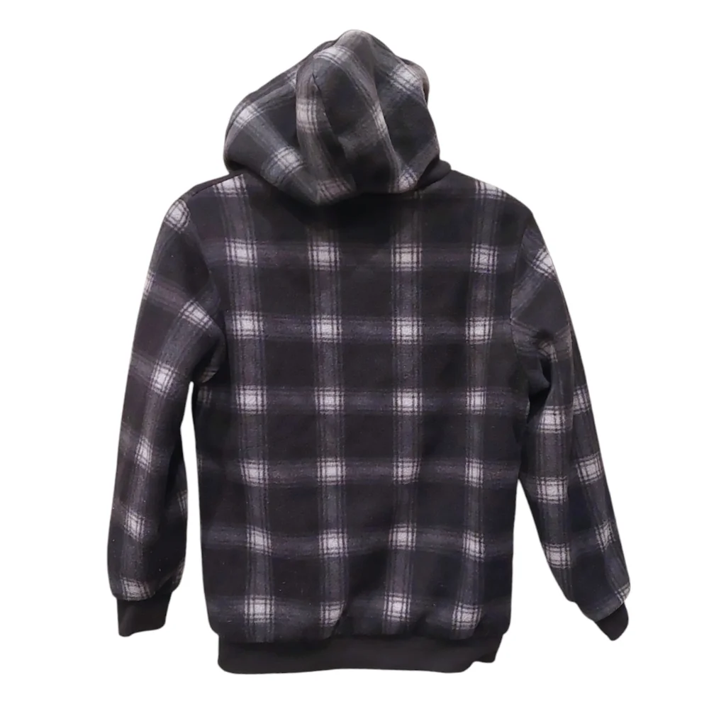 Boys Plaid Shearling-lined Zip-up Hoodie